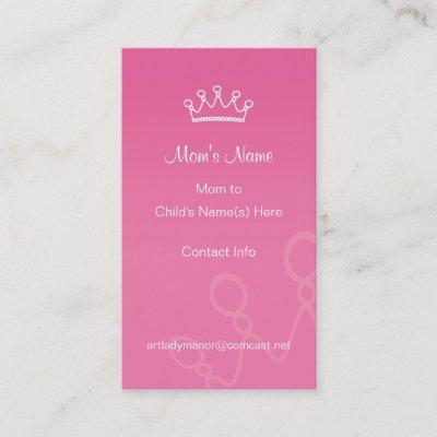 Mommy Calling Card - Pink Crown Profile Card
