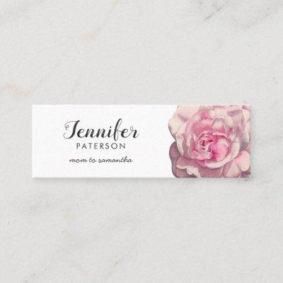 Mommy Calling Card Pink Rose Flower Watercolor