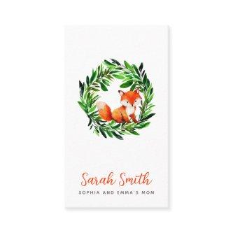 Mommy Calling Cute Fox Greenery Wreath Play Date