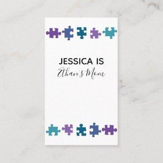 Mommy Card w/ Teal, Purple & Blue Puzzle Pieces