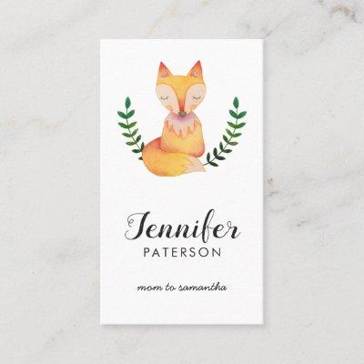 Mommy Contact Card Woodland Fox Watercolor