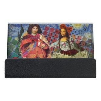 Mona Lisa Romantic Funny Colorful Artwork Desk  Holder