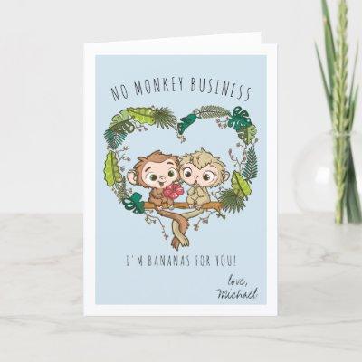 Monkey Love Romantic Valentine Card