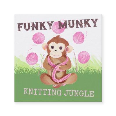 Monkey yarn knitting crochet homespun packaging square