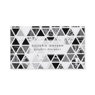 Monochrome Abstract Floral Triangles Patchwork