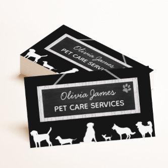 Monochrome black white sign dog pet care services