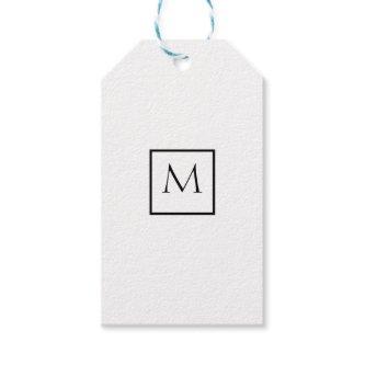 Monochrome Minimalist Rectangle Monogram Gift Tags