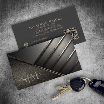 Monogram and Metal Angles Charcoal Gray ID1040