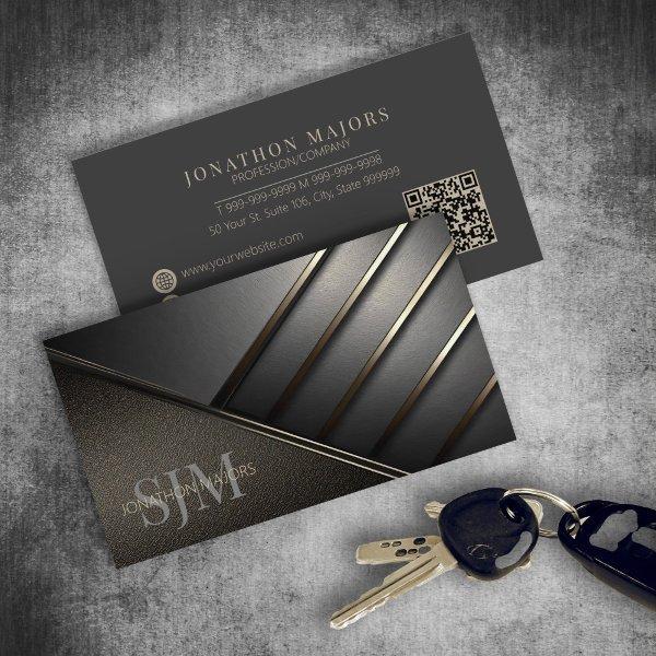 Monogram and Metal Angles Charcoal Gray ID1040