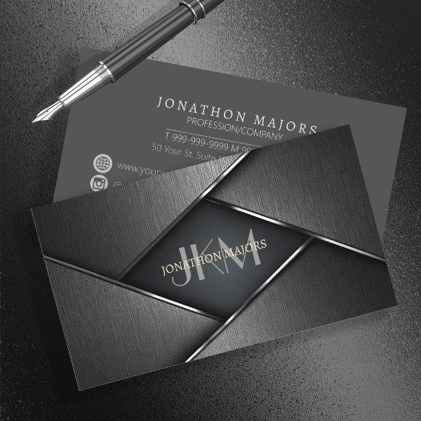 Monogram and Metal Polygon Charcoal Gray ID1039