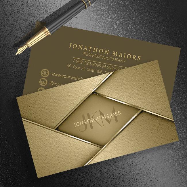 Monogram and Metal Polygon Gold ID1039