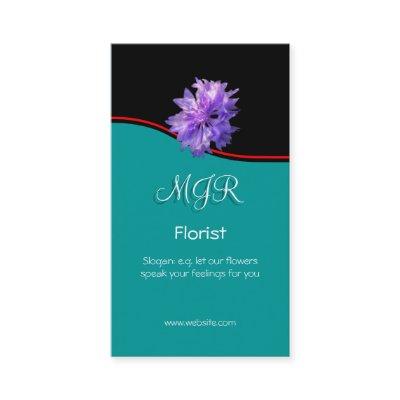 Monogram, Bachelors Button Florist, red swoosh