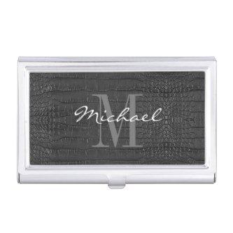 Monogram Black Alligator Texture Print  Case