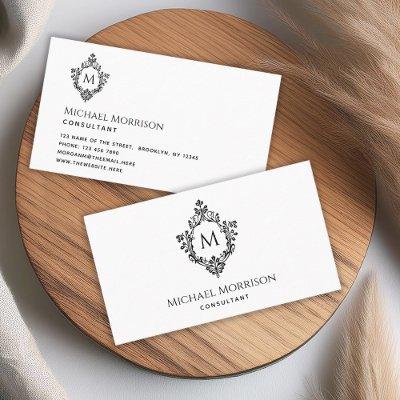 Monogram Black and White Initial in Vintage Crest