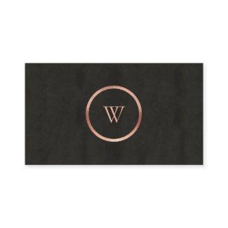 Monogram Black Chalkboard Rose Gold Simple Modern