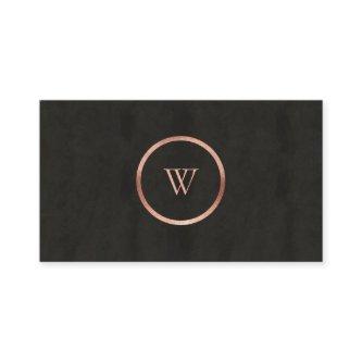 Monogram Black Chalkboard Rose Gold Simple Modern