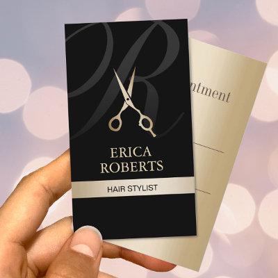 Monogram Black & Gold Hair Stylist Appointment
