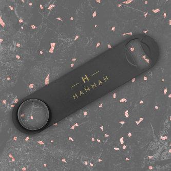 Monogram Black Gold | Modern Minimalist Elegant Bar Key