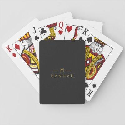 Monogram Black Gold | Modern Minimalist Elegant Playing Cards