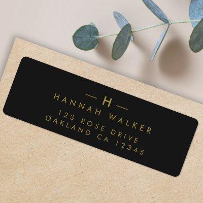Monogram Black Gold | Modern Return Address Label