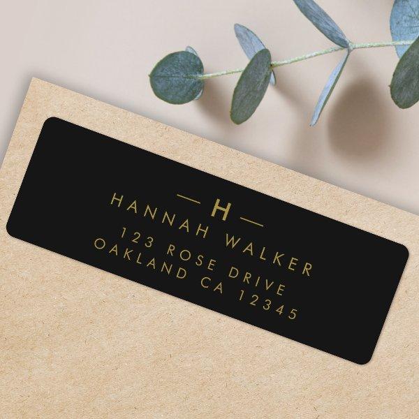 Monogram Black Gold | Modern Return Address Label