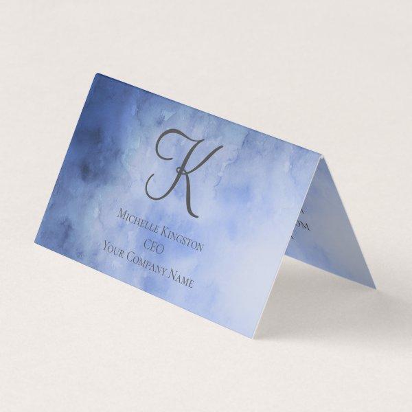 Monogram Blue Gray Watercolor Folded Tent