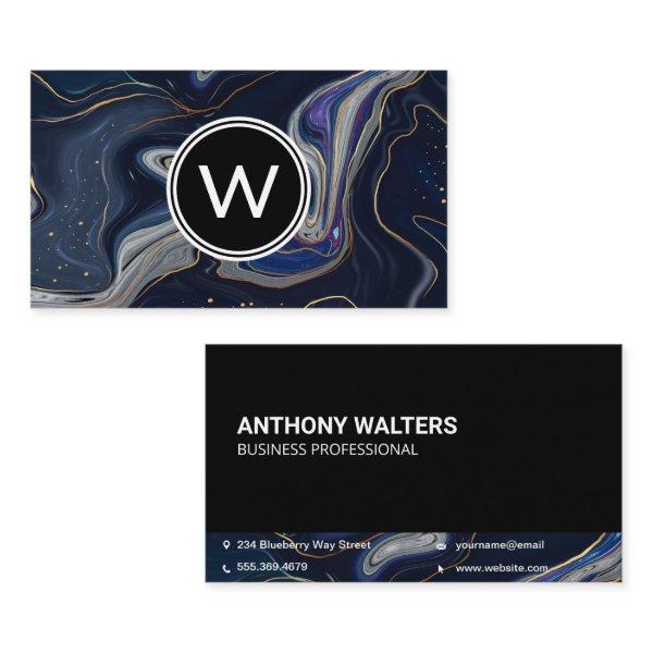 Monogram | Blue Purple Gold Marble