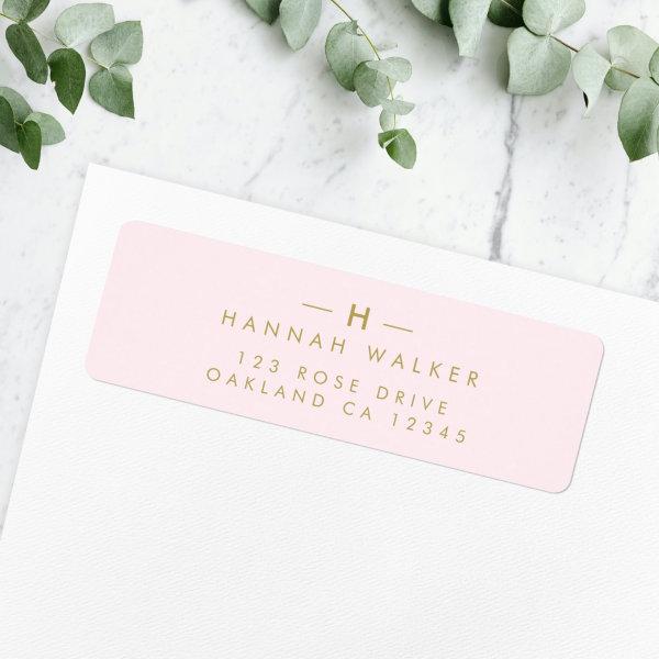 Monogram Blush Pink | Elegant Gold Return Address Label