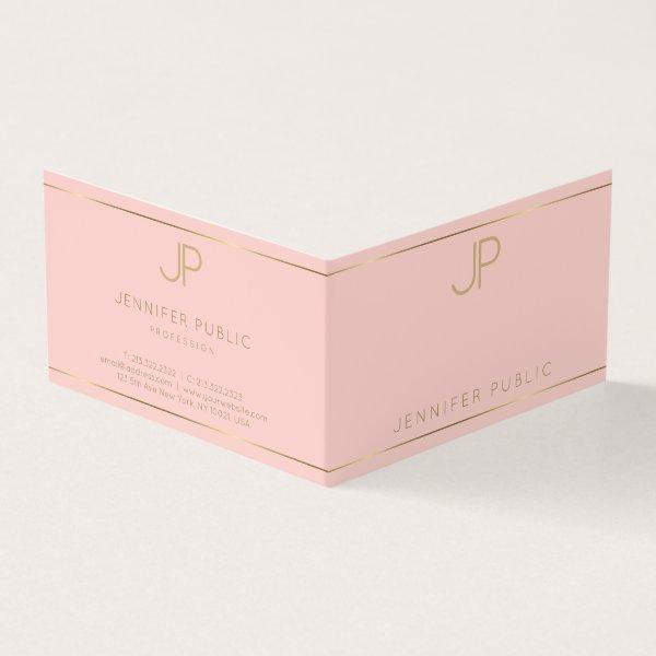 Monogram Blush Pink Gold Clean Template Modern