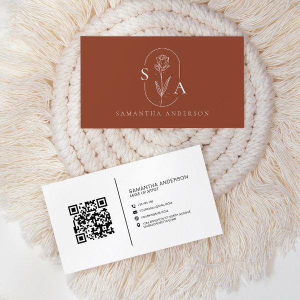 Monogram Boho Terracotta QR Code Modern