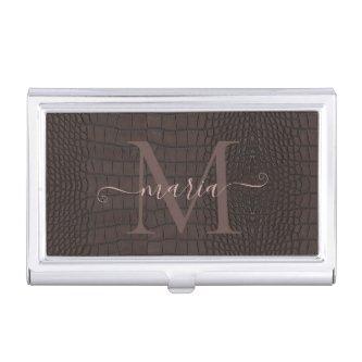 Monogram Brown Alligator Texture Print  Case
