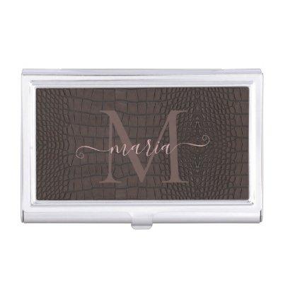 Monogram Brown Alligator Texture Print  Case