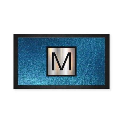Monogram Chrome Metallic Banner | Blue Texture