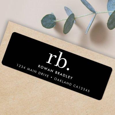 Monogram Classic Elegant Minimal Black and White Label