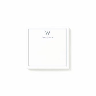 Monogram Classic Navy Blue Typography Professional Post-it Notes