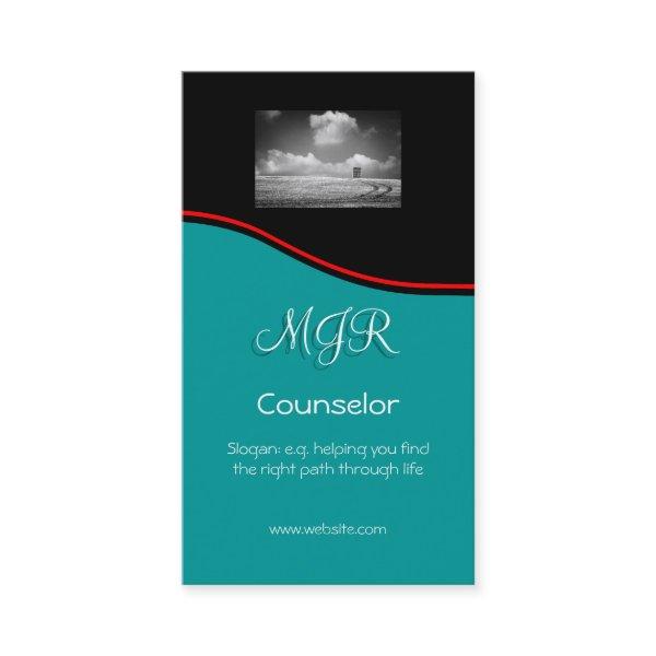 Monogram, Counselling Services, red swoosh