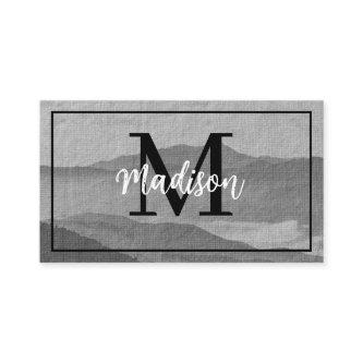 Monogram Dark & Light Gray Mountain Watercolor Art