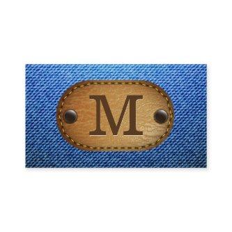 Monogram | Denim Brown Leather Stitched Patch