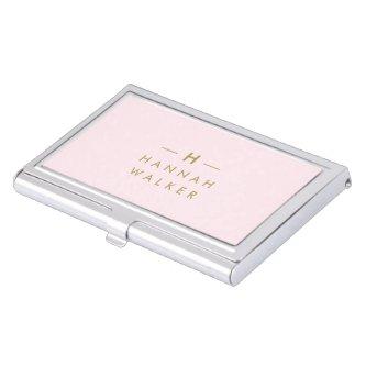 Monogram Elegant Minimal Blush Pink and Gold  Case