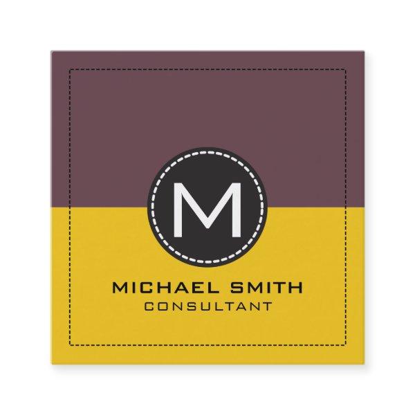 Monogram Elegant Modern Lemon and Tuscan Red Square
