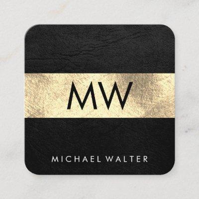 Monogram Faux Leather / Gold Luxe Square