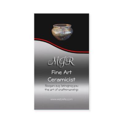 Monogram, Fine Art Ceramicist, red swoosh