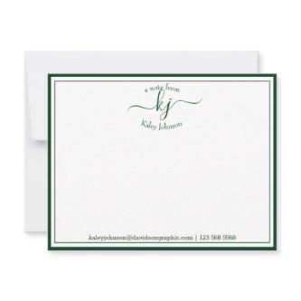 Monogram Forest Green From The Desk Of Note Card