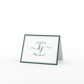 Monogram Forest Green From The Desk Of Note Card