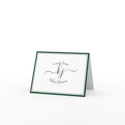 Monogram Forest Green From The Desk Of Note Card