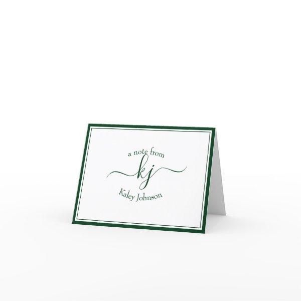 Monogram Forest Green From The Desk Of Note Card