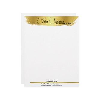 Monogram Gold Black Chic Modern Script Minimalist Letterhead