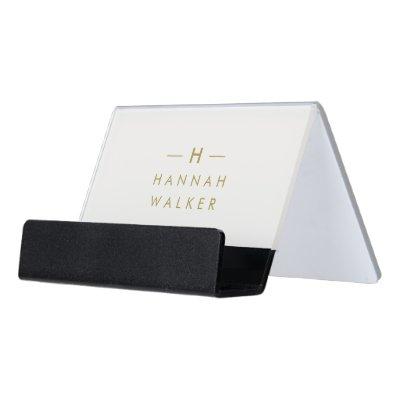 Monogram Gold Gray | Minimalist Elegant Modern Desk  Holder