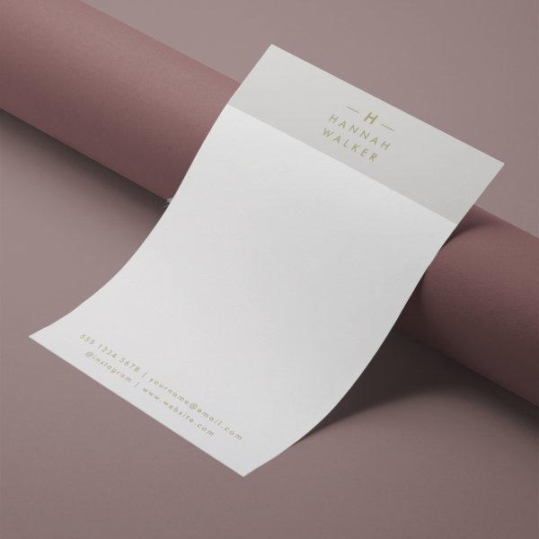 Monogram Gold Gray | Minimalist Elegant Modern Letterhead