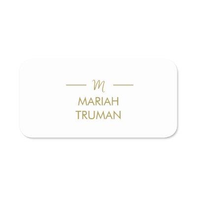 Monogram Gold Gray | Minimalist Elegant Modern Nam Name Tag